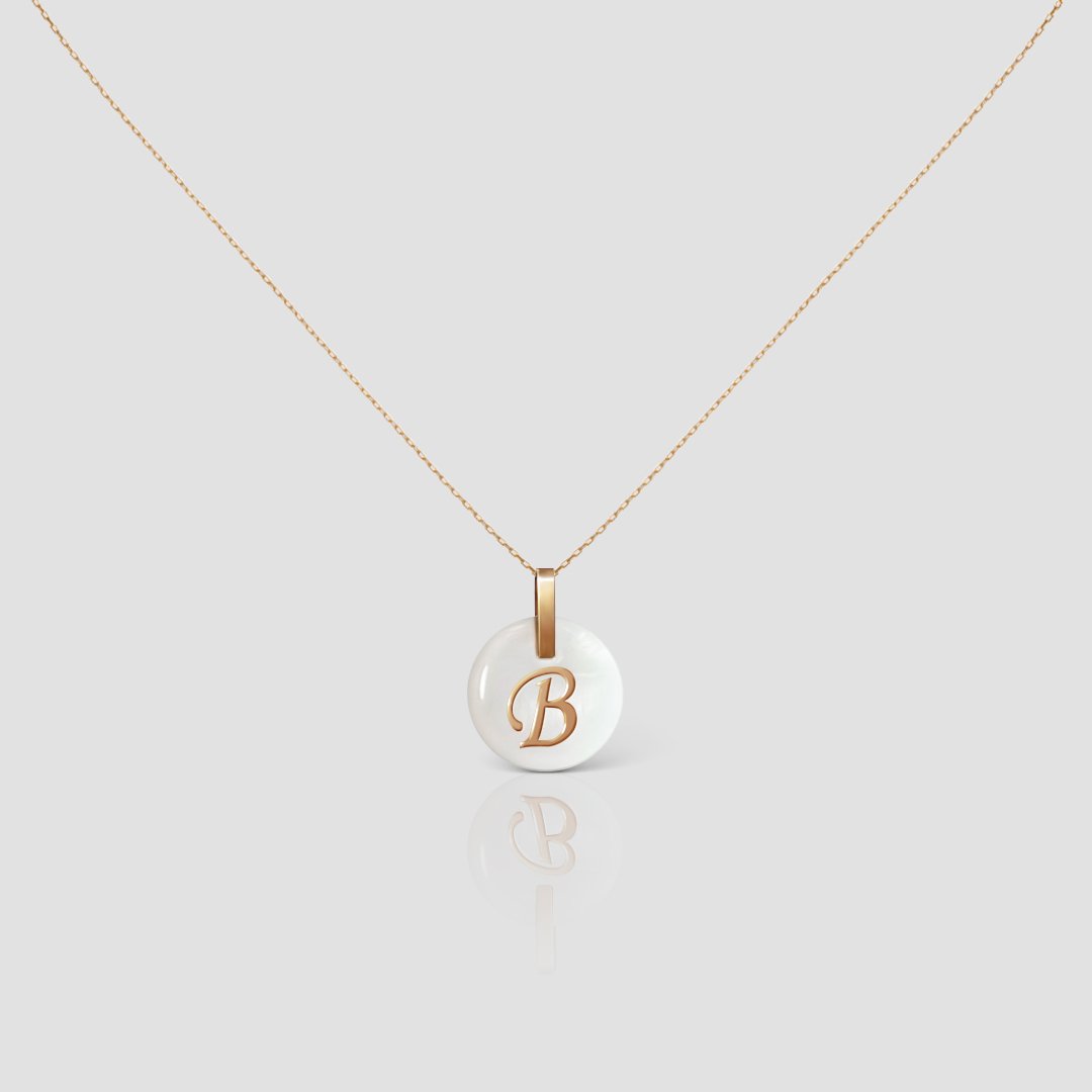 Initial Letter Necklace 14K Solid Gold Handmade