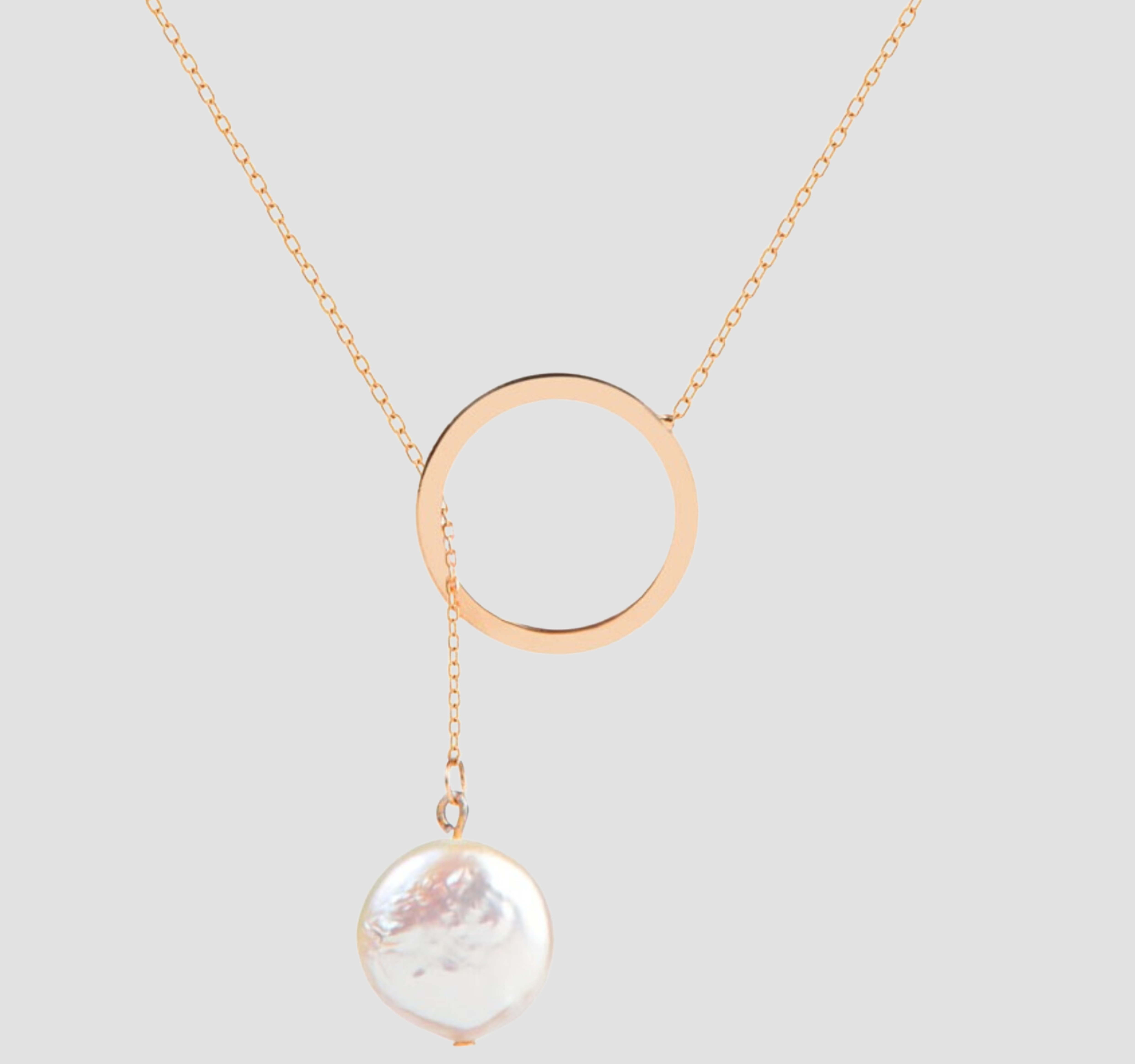 Karma Y Necklace, 18k Solid Gold Handmade Elegant Karma Necklace with Sell Pendant, A Perfect Gift for Special Occasions