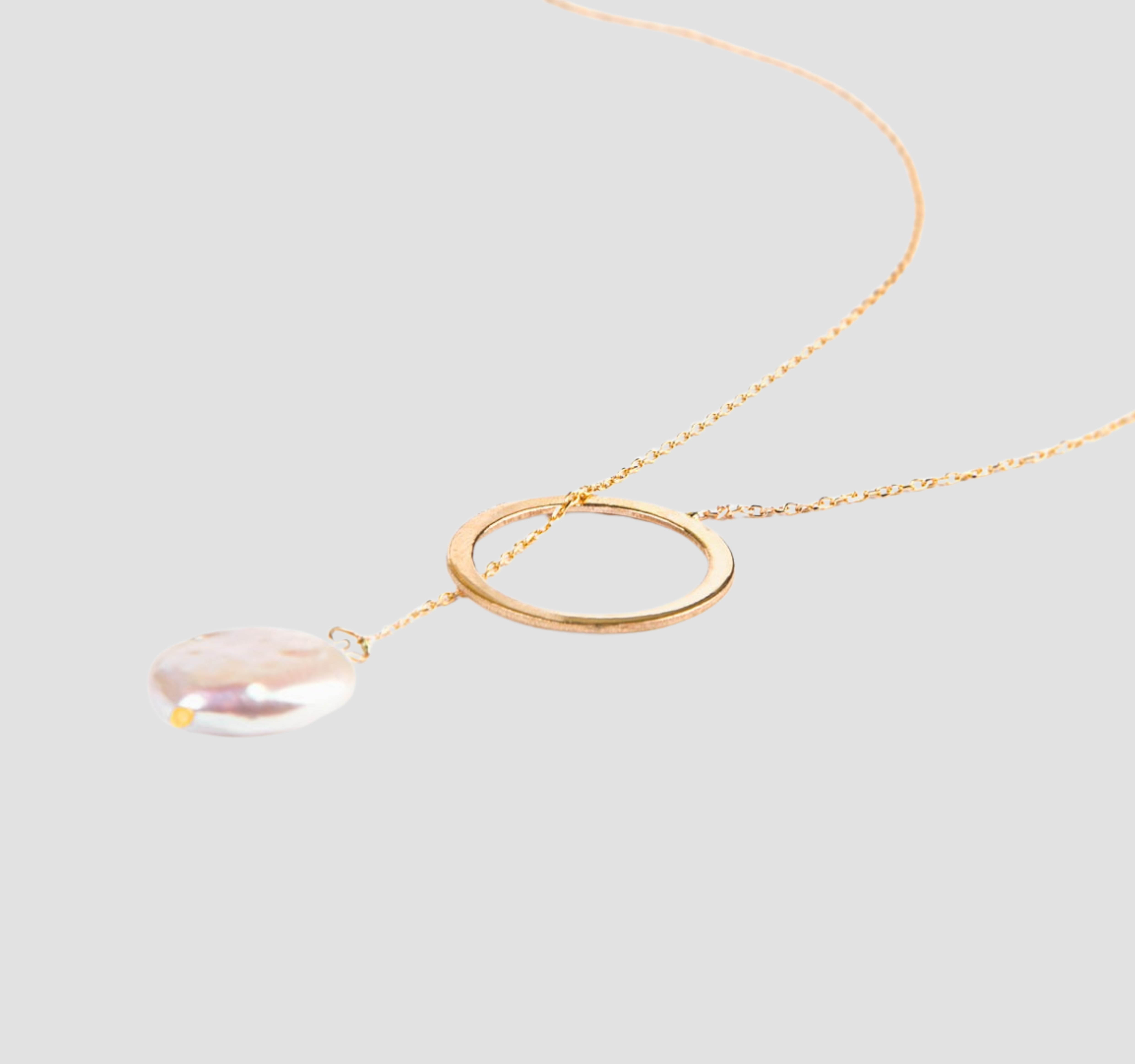 Karma Y Necklace, 18k Solid Gold Handmade Elegant Karma Necklace with Sell Pendant, A Perfect Gift for Special Occasions