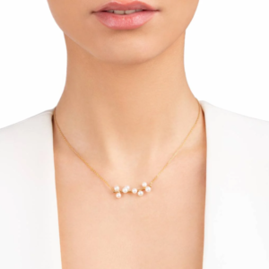 18k solid gold Cluster Pearl Necklace, Handmade Pearl Cluster Necklace, Elegant Dainty Pearl Necklace 18k solid gold Cluster Pearl Necklace, Handmade Pearl Cluster Necklace, Elegant Dainty Pearl Necklace