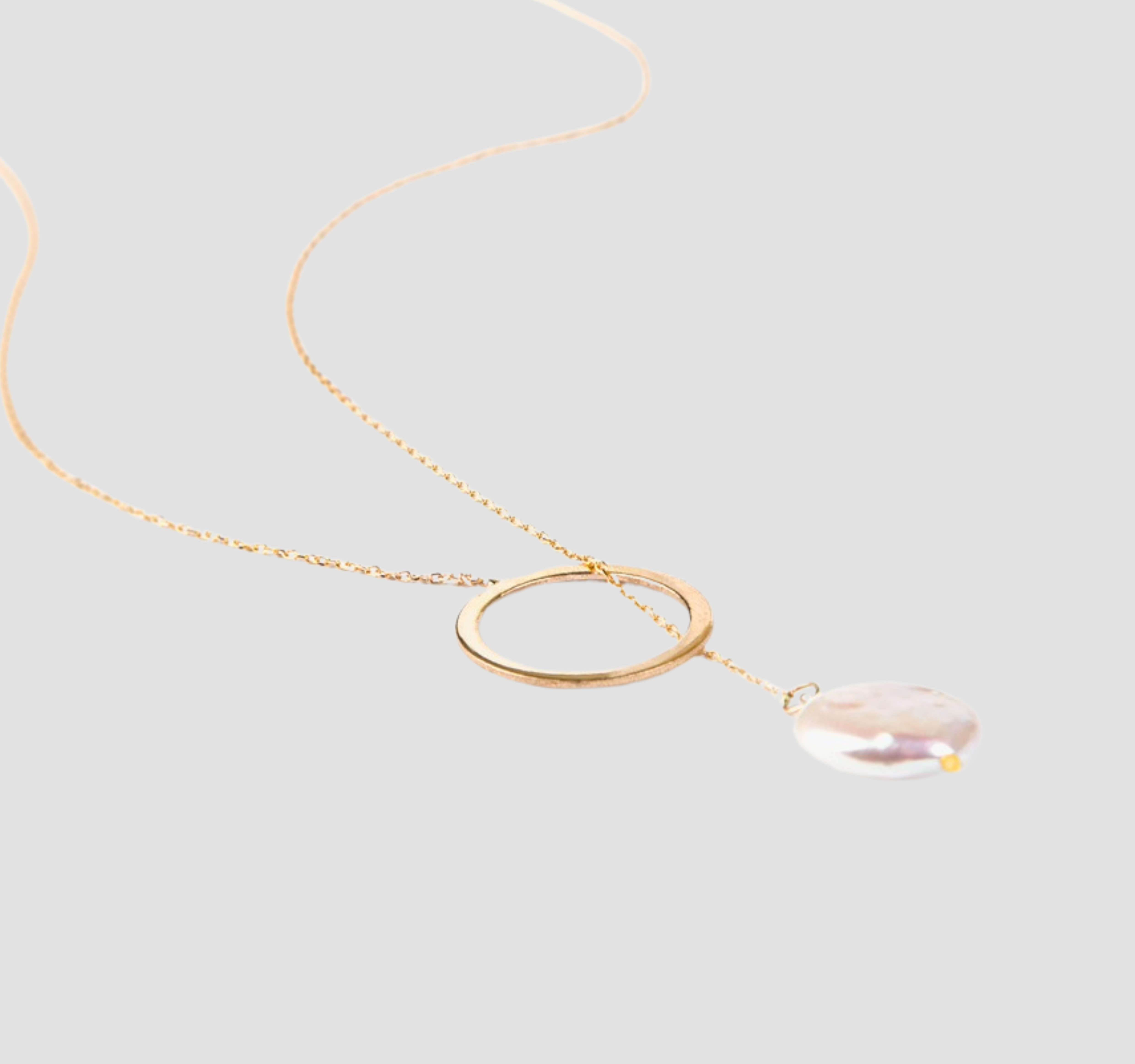 Karma Y Necklace, 18k Solid Gold Handmade Elegant Karma Necklace with Sell Pendant, A Perfect Gift for Special Occasions