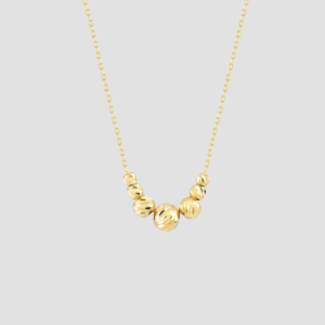 14k Solid Gold Ball Beads Necklace, Handmade Minimalist Dainty Seven Ball Diamond-Cut Bead Station Necklace 14k Solid Gold Ball Beads Necklace, Handmade Minimalist Dainty Seven Ball Diamond-Cut Bead Station Necklace
