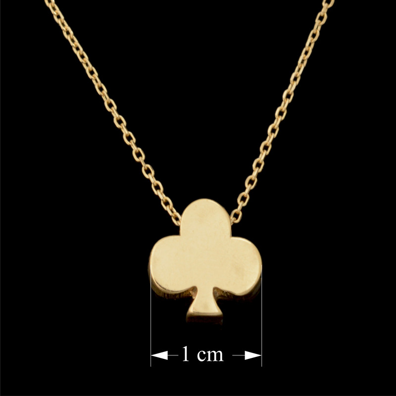 Clover Necklace, Poker Club Solid Gold Pendant Necklace, Handmade 14k Solid Gold Clover Pendant, Poker Club Necklace Luck and Luxury