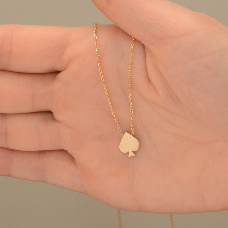 Clover Necklace, Poker Club Solid Gold Pendant Necklace, Handmade 14k Solid Gold Clover Pendant, Poker Club Necklace Luck and Luxury - Image 21