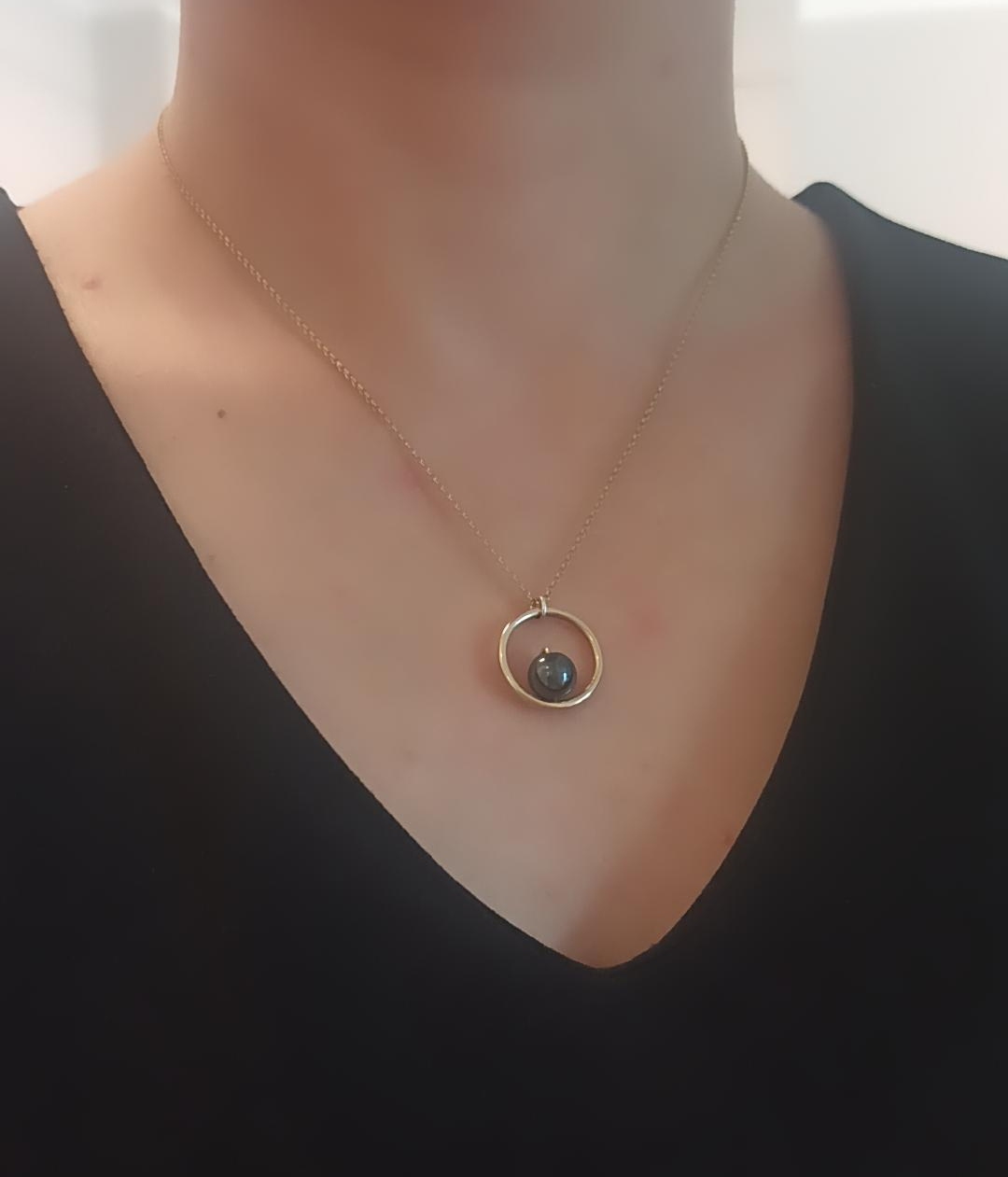 Handmade Solid Gold Hematite Karma Necklace - Image 6