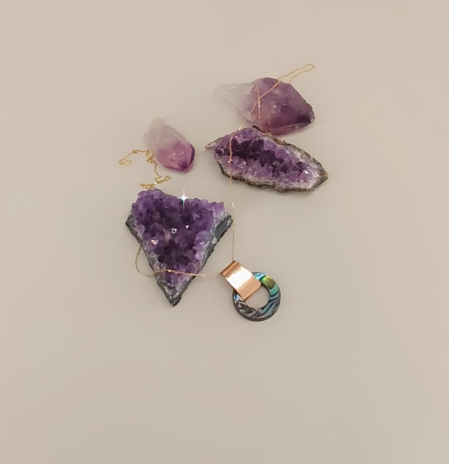 Handmade Solid Gold Abalone Shell Necklace