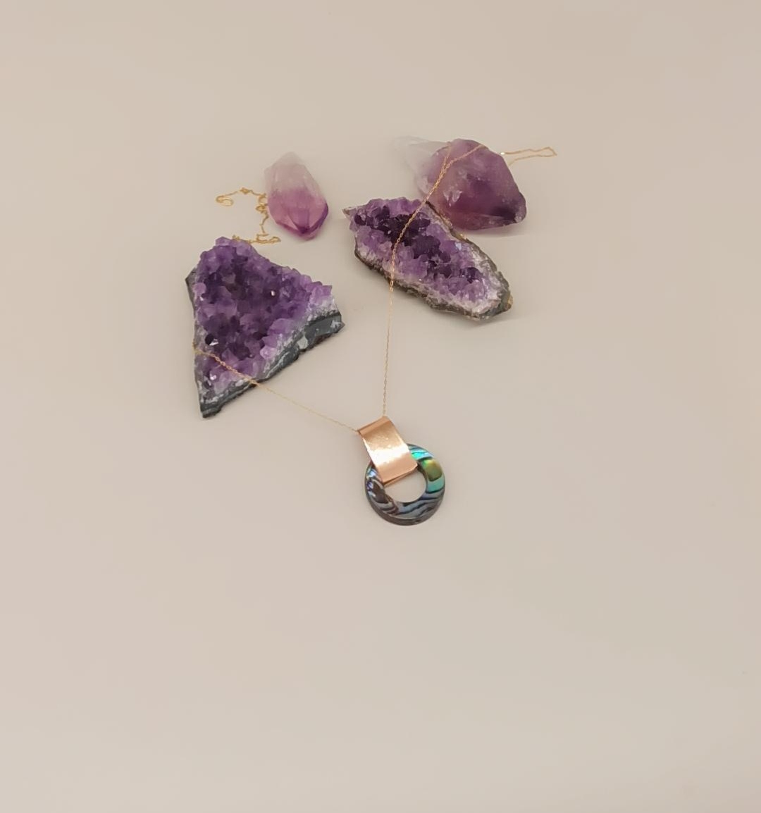 Handmade Solid Gold Abalone Shell Necklace