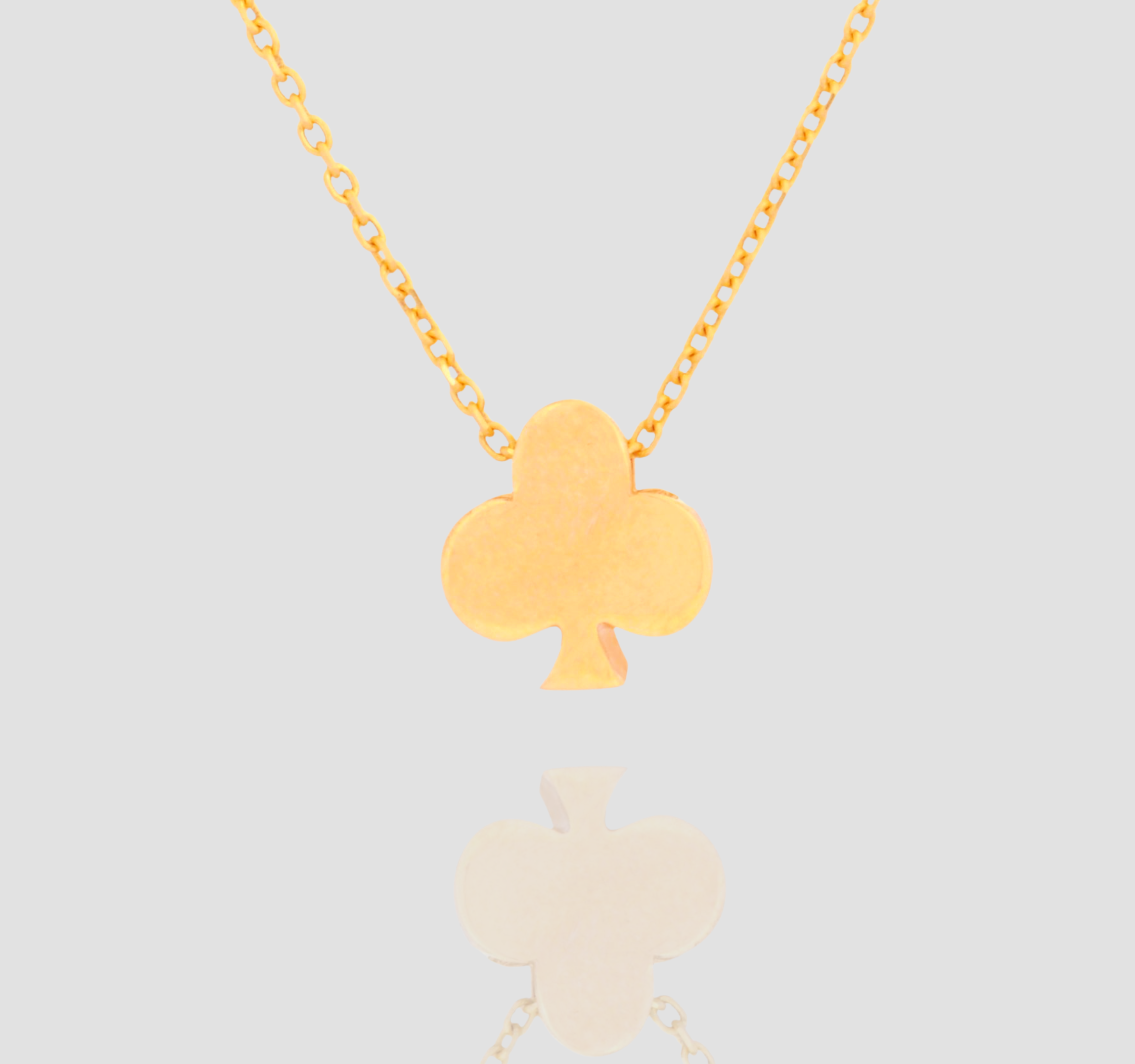 Clover Necklace, Poker Club Solid Gold Pendant Necklace, Handmade 14k Solid Gold Clover Pendant, Poker Club Necklace Luck and Luxury