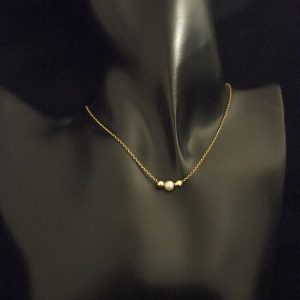 Handmade 14k Solid Gold Pearl Necklace | Dainty Bead Charm