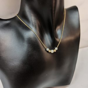 14k Solid Gold Pearl Necklace | Dainty Beaded Ball Necklace