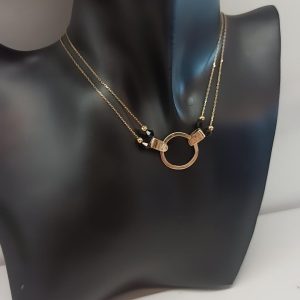 14K Solid Gold Karma Necklace, Dainty Bead Circle Pendant, Handmade Round Beaded Necklace, Birthday Gift for Her