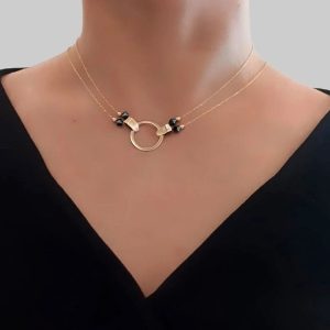 14K Solid Gold Karma Necklace, Dainty Bead Circle Pendant, Round Necklace, Handmade Birthday Gift for Her