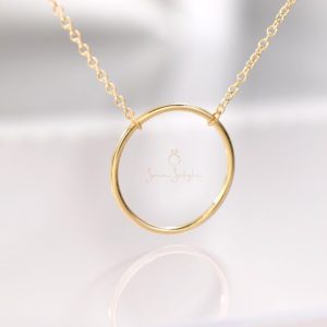 Handmade Minimal Circle Necklace | Solid Gold Karma Pendant | Birthday, Christmas Gift