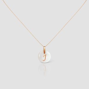 Solid Gold Initial Letter Necklace | Handmade Personalized Pendant | Shell Custom Necklace | Letter J Initial Pendant
