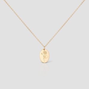14k Solid Gold October Birth Flower Necklace, Handmade Personalized Custom Necklace, Birthday Gift for Her, Cosmos Flower Necklace
