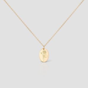 Handmade Birth Flower Necklace, 14k Solid Gold Personalized Custom Necklace, September Birthday Gift, Morning Glory September Necklace