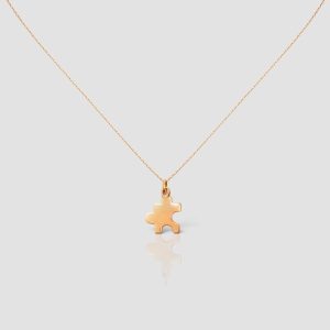 Solid Gold Puzzle Necklace | Minimal Dainty Puzzle Pendant | Minimalist Handmade Jewelry Birthday Gift