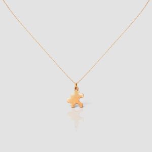 18k Solid Gold Puzzle Necklace, Handmade Minimal Dainty Puzzle Pendant, Minimalist Handcrafted Jewelry