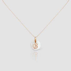 Initial Letter Necklace 14K Solid Gold, Handmade Initial Letter B, Gold Personalized Necklace, Birthday Gift, Christmas gift