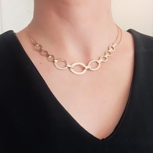 14k Solid Gold Chain Necklace, Handmade Round Link Chain, Chunky Necklace, Handmade Jewelry