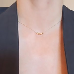 14k solid gold Beaded Necklace, Handmade Minimalist Dainty Bead Short Necklace, Gold Necklace Gift, Christmas Gift, Valentine luxury gift