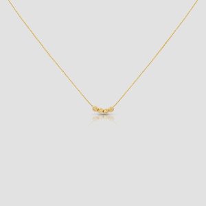 14k solid gold Beaded Necklace, Handmade Minimalist Dainty Bead Short Necklace, Gold Necklace Gift, Christmas Gift, Valentine luxury gift