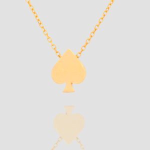 Ace of Spades Poker Necklace, Solid Gold Handcrafted Spades Pendant Necklace, Handmade 14k Solid Gold Spades Luck and Luxury Necklace
