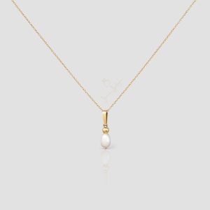 18k Solid Gold Pearl Necklace, Minimal Dainty Grade AA Pearls Bridal Pendant, Handmade Pearl 18k solid gold necklace, handmade jewelry