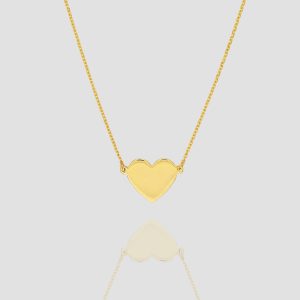 Valentine's Solid Gold Heart Necklace, Handmade Solid Gold Heart Pendant Necklace, Valentine's Gift for Her
