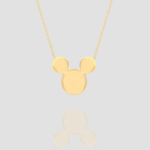 Disney Mickey Mouse Necklace, 14k Solid Gold Handmade Minimalist Mickey Mouse Necklace