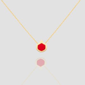 18k Solid Gold Pomegranate Necklace, Handmade Elegance 18k gold Charm necklace