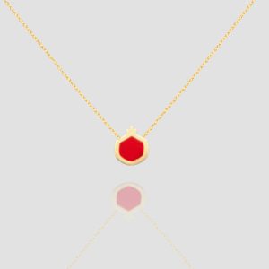 14k Solid Gold Pomegranate Necklace, Handmade Elegance 14k gold Charm necklace