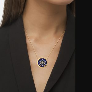 14K Solid Gold Necklace, Floral Persian Art-Inspired Design Necklace, Luxury Handmade Gold Pendant, Floral Toranj Tile-Inspired Design