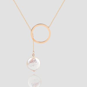Karma Y Necklace, 18 Solid Gold Handmade Elegant Karma Necklace with Sell Pendant, A Perfect Gift for Special Occasions