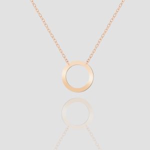 14k solid gold Karma Circle Necklace, Handmade gold Karma Necklace, Minimalist Round Geometric Necklace