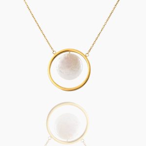 18k solid gold Karma Necklace, Handmade dainty Circle Necklace, Shell Minimalist Round Geometric Necklace
