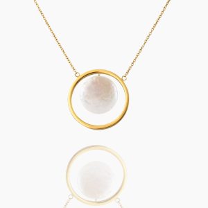 14k solid gold Karma Necklace, Handmade dainty Circle Necklace, Shell Minimalist Round Geometric Necklace