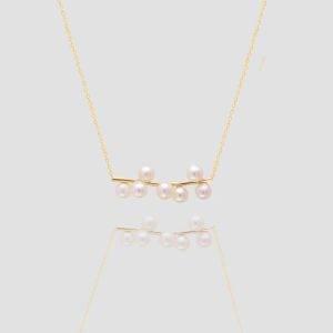 18k solid gold Cluster Pearl Necklace, Handmade Pearl Cluster Necklace, Elegant Dainty Pearl Necklace