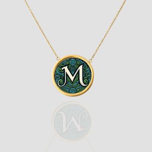 18K Solid Gold Initial Letter Necklace, Handmade Name Letter M Personalized Necklace, Custom Monogram Pendant