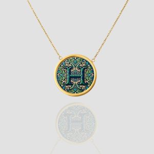 Handmade 18k Solid Gold Initial Letter Necklace, Custom Monogram Pendant, Personalized Name Letter H Necklace