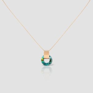 Solid Gold Abalone Necklace, Circle Karma Necklace, Handmade jewelry, Abalone Gold Pendant