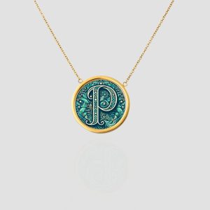 18K Solid Gold Initial Letter Necklace, Handmade Name Letter P Personalized Pendant, Custom Monogram necklace