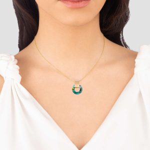 18K Solid Gold Abalone Karma Necklace, Handmade Circle Necklace, Minimal Abalone Shell Necklace, Circle Karma Necklace