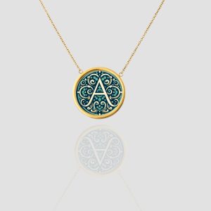 Handmade 18k Solid Gold Initial Letter Necklace, Personalized Necklace Custom Monogram Pendant, Name Letter A Initial Pendant