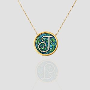 18k Solid Gold Initial Letter Necklace, Handmade Personalized Pendant Custom Monogram Necklace, Letter J Initial Pendant