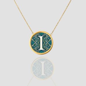 18k Solid Gold Initial Letter Necklace, Handmade Custom Monogram Pendant, Personalized Name Letter I Necklace