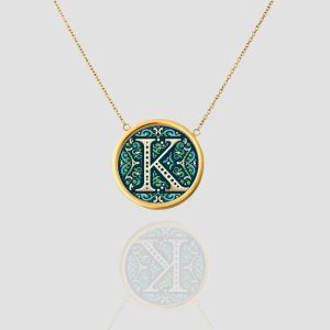 18k Solid Gold Initial Letter Necklace, Handmade Personalized Name Letter K Necklace, Initial Custom Monogram Pendant