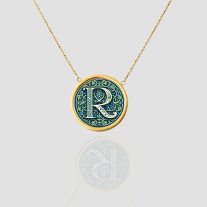 18K Solid Gold Initial Letter Necklace, Handcrafted Name Letter R Necklace, Personalized Monogram Pendant
