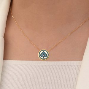 Ace of Spades Poker Necklace, 18k Solid Gold Handcrafted Spades Pendant Necklace, HandmadeSpades Luck and Luxury Necklace