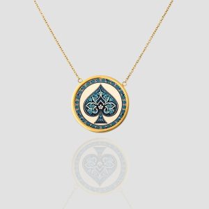Ace of Spades Poker Necklace, 18k Solid Gold Handcrafted Spades Pendant Necklace, HandmadeSpades Luck and Luxury Necklace